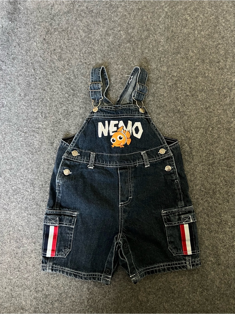 Vintage NEMO Embroidered Denim Short Overalls size 24 Months